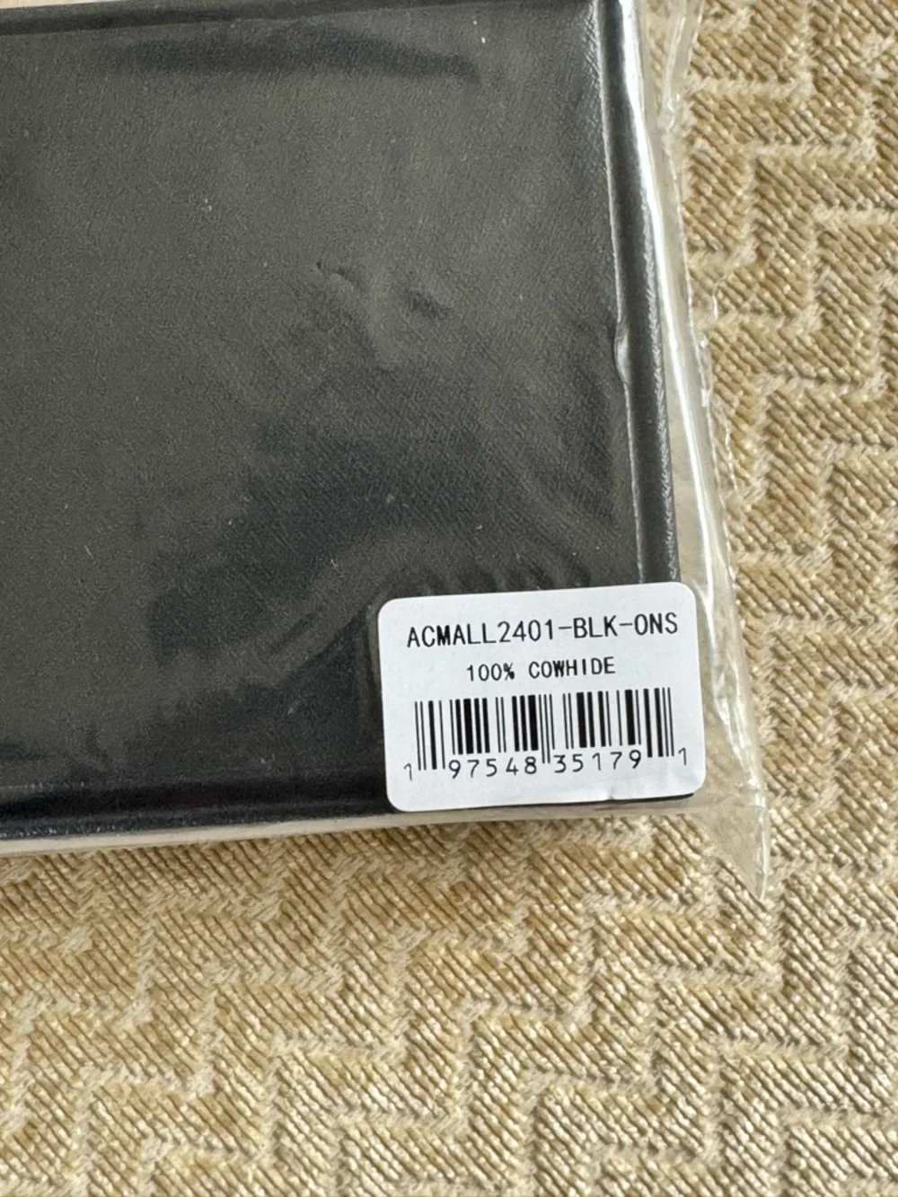 ETHIKA Black Textured 💯 Cow Hide Card Sleeve with Red Accent- NWT